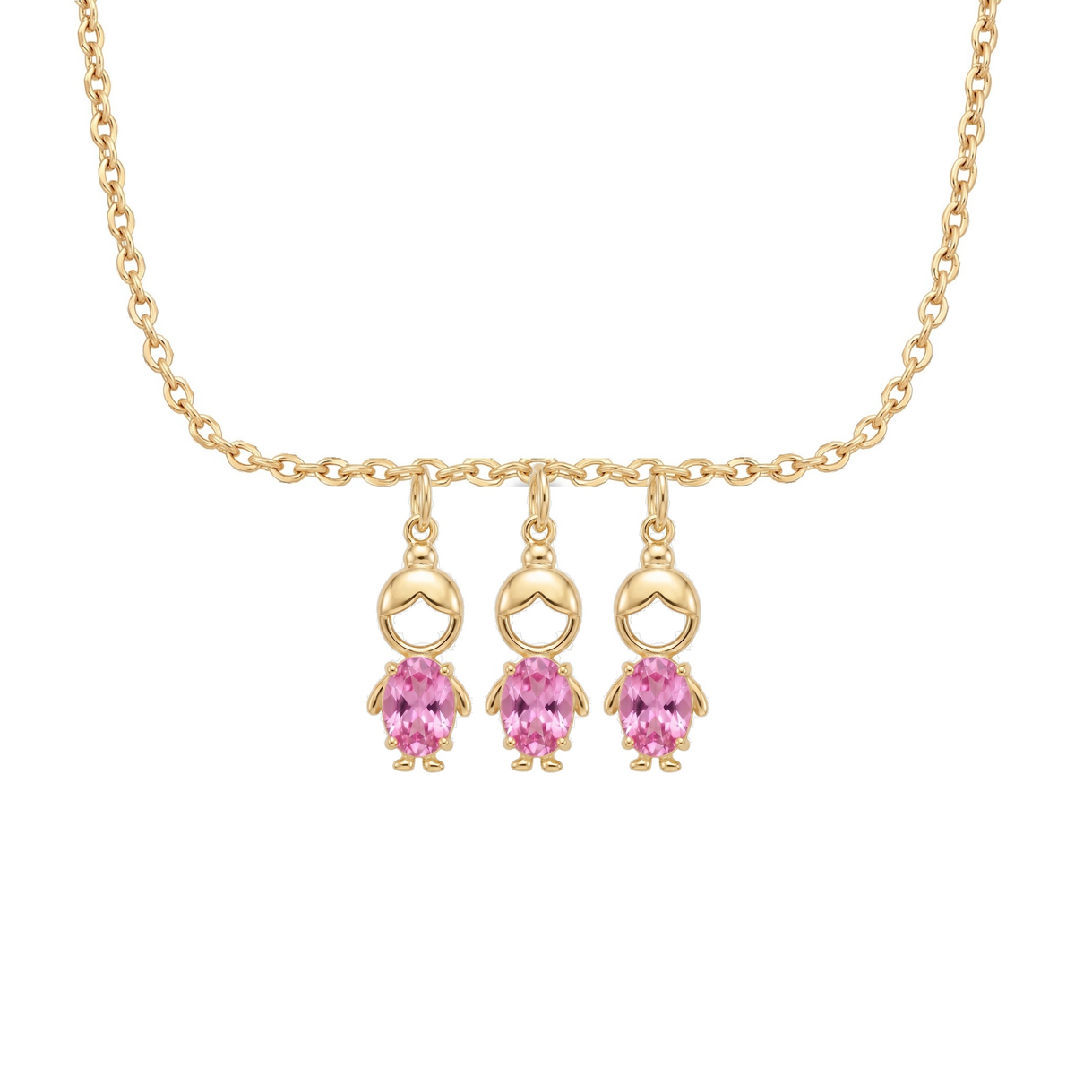 Collier Maman avec 3 pendentifs fille, finition dorée