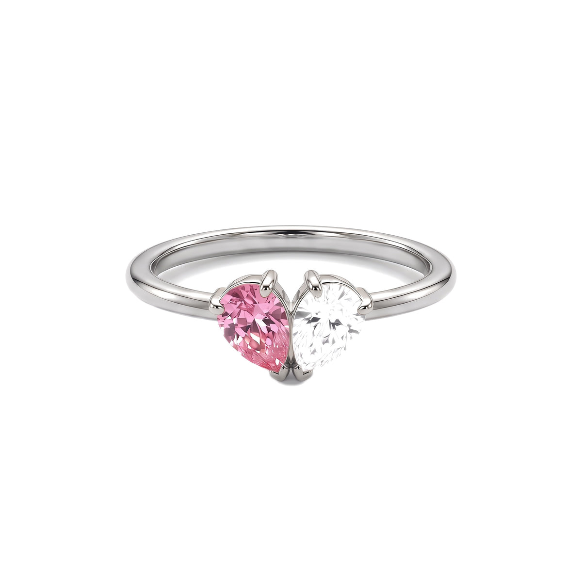 Bague pierres de naissance argentée sur fond blanc