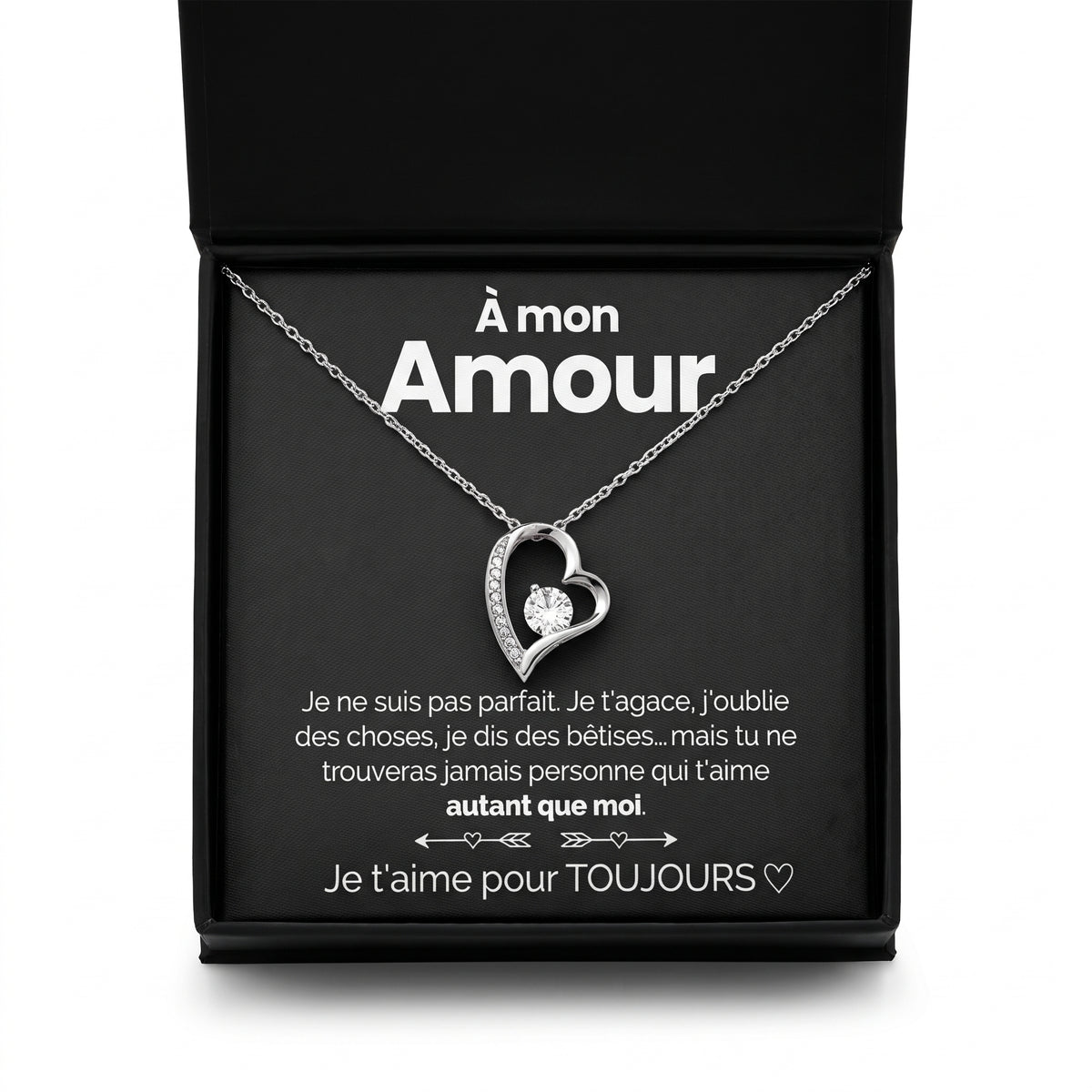 À mon amour, collier cœur éternel dans son coffret