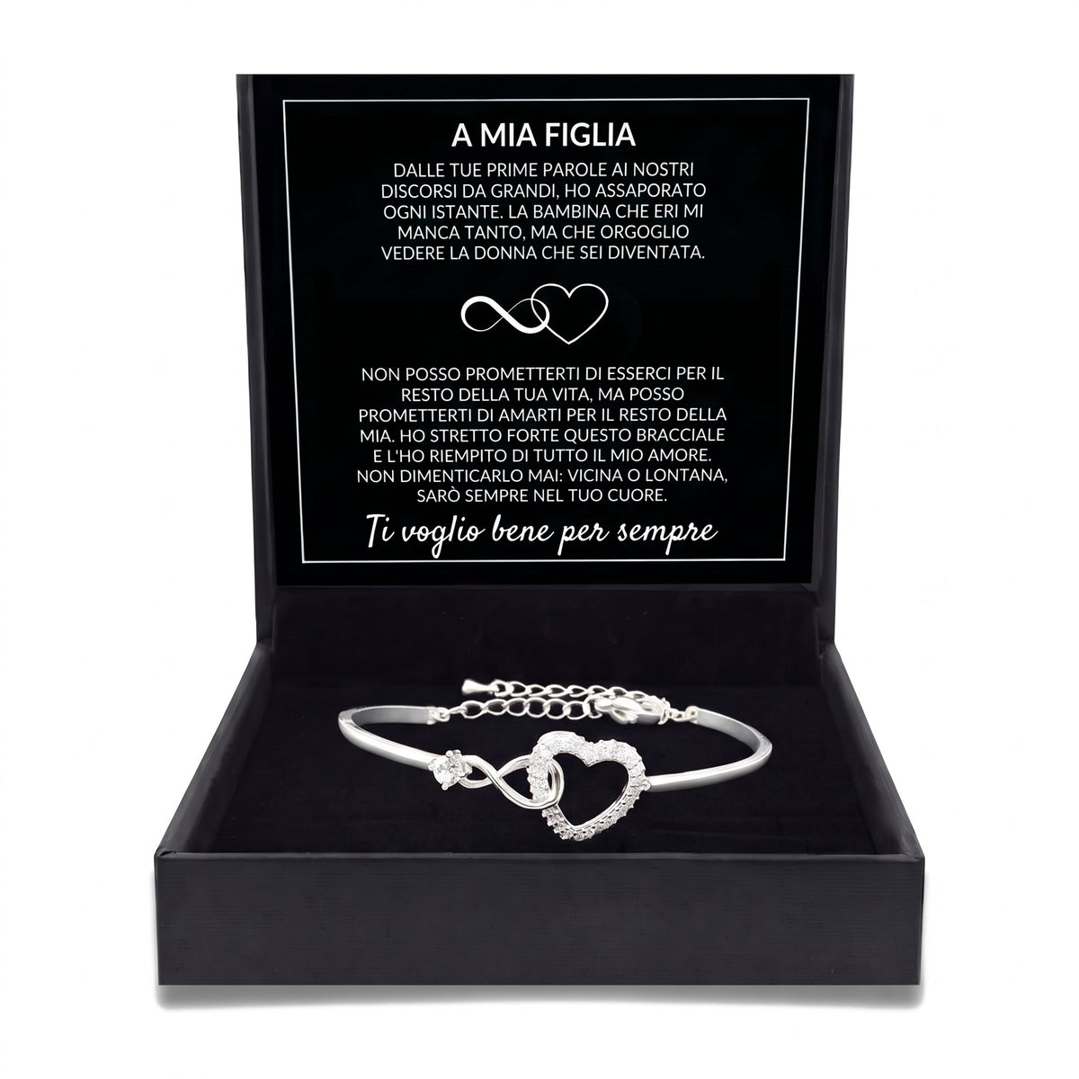 Cofanetto A mia figlia, bracciale cuore infinito argento #src_72129415151953 #Langue_it