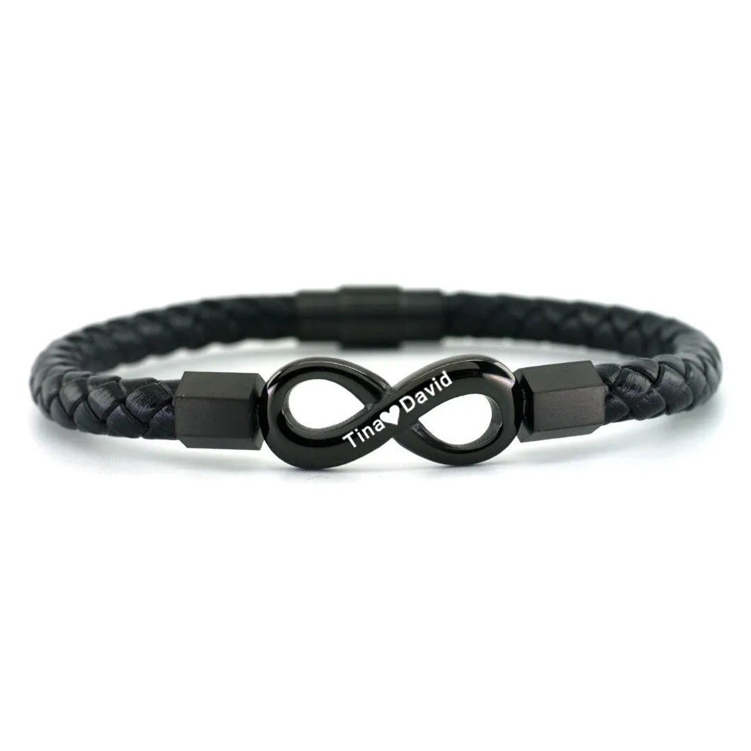 À mon homme – Bracelet Cuir Infini Gravé