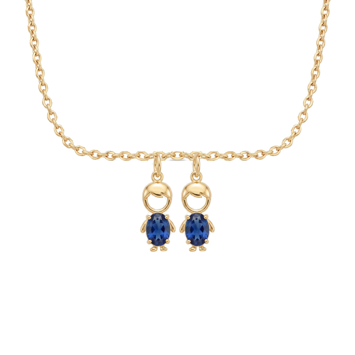 Collier Maman avec 2 pendentifs garçon, finition dorée