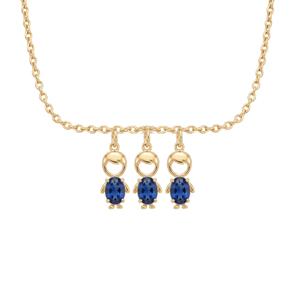 Collier Maman avec 3 pendentifs garçon, finition dorée