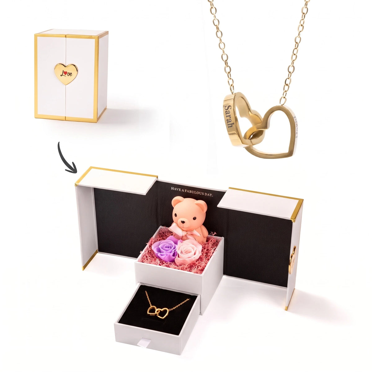 Little Eternal Teddy Bear & Personalized Necklace