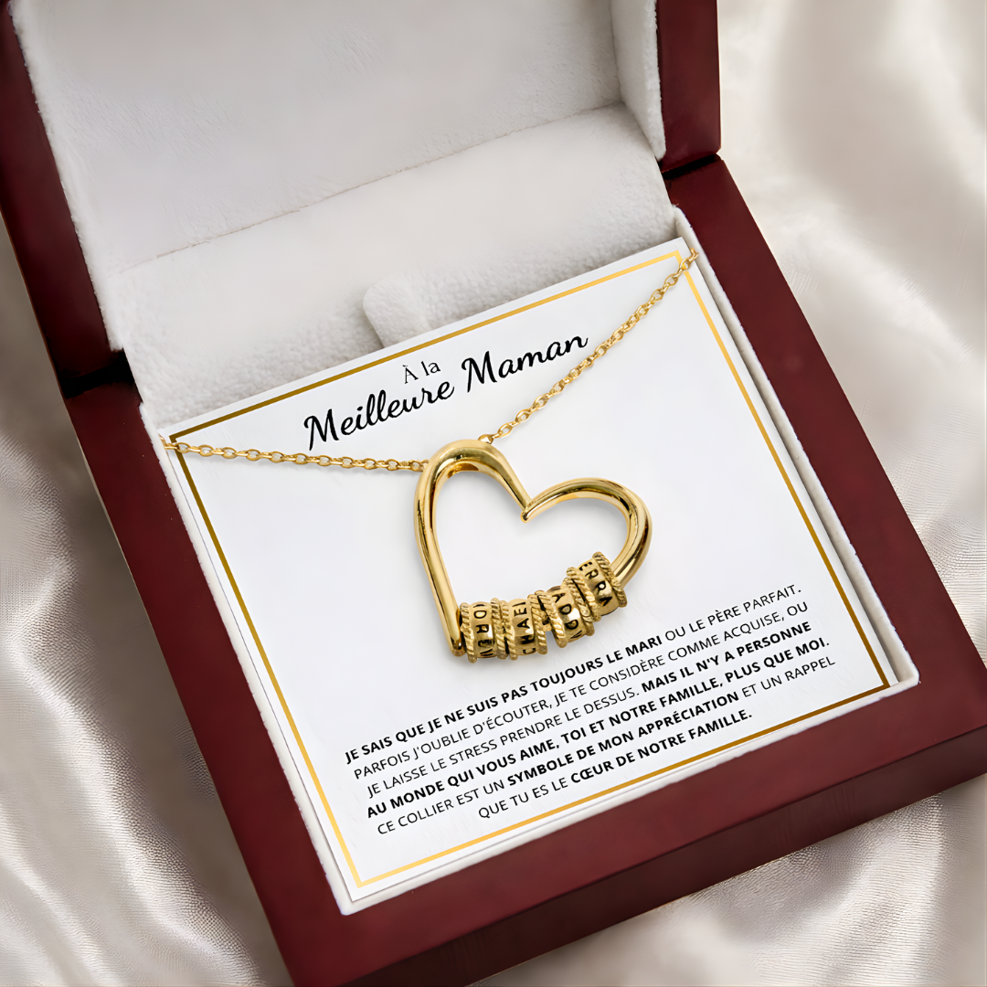 À la meilleure maman – Collier Cœur Prénoms
