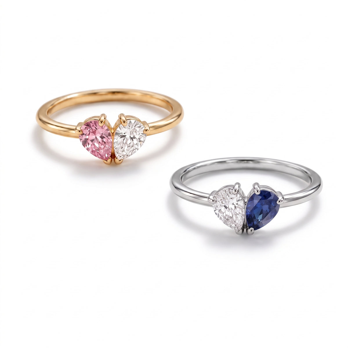 Bague pierres de naissance dorée et argentée