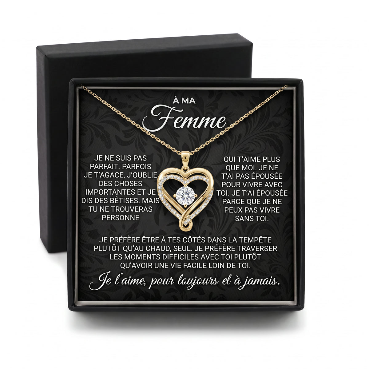 À ma femme – collier cœur pour toujours or dans son coffret