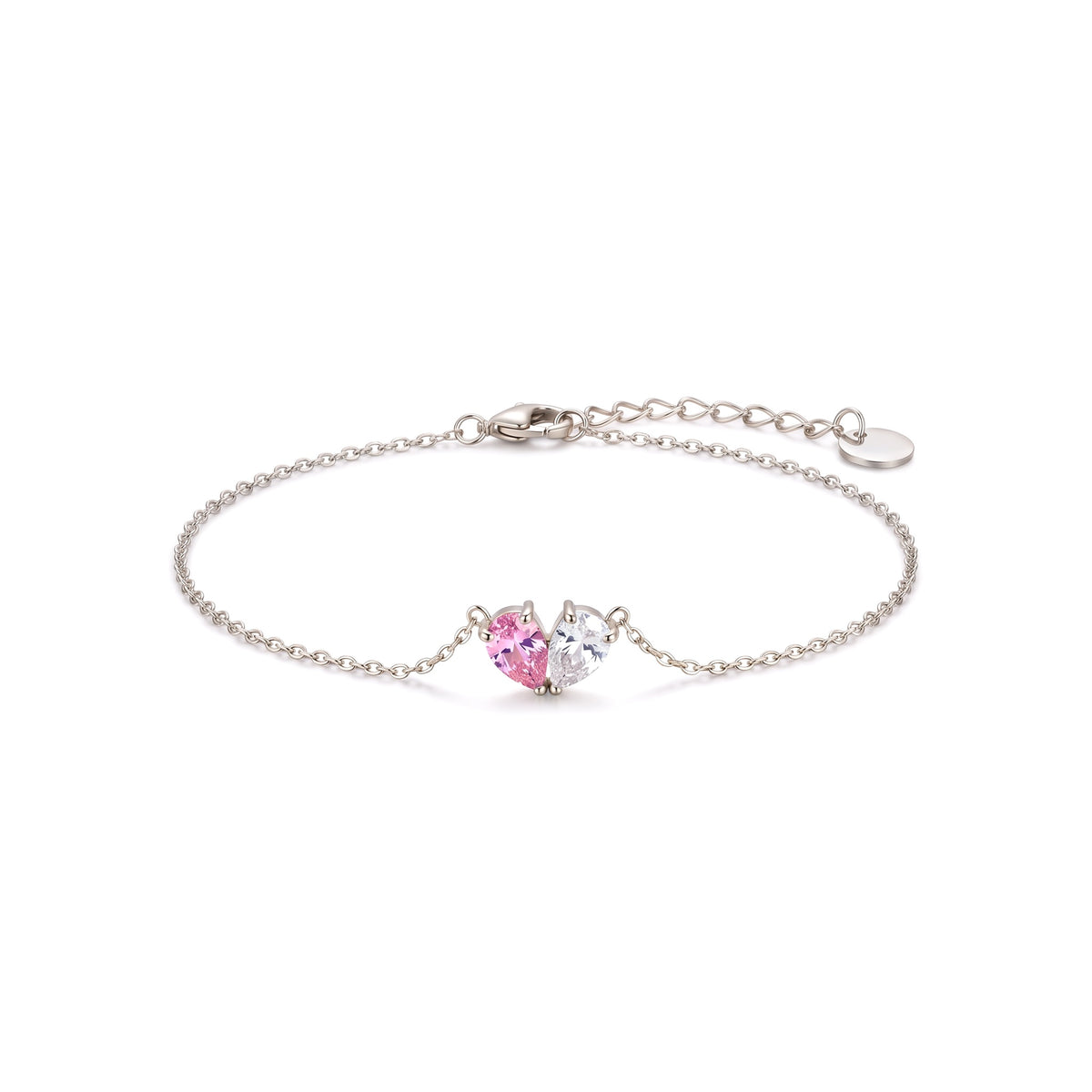 Bracelet Liora argenté deux pierres de naissance sur fond blanc