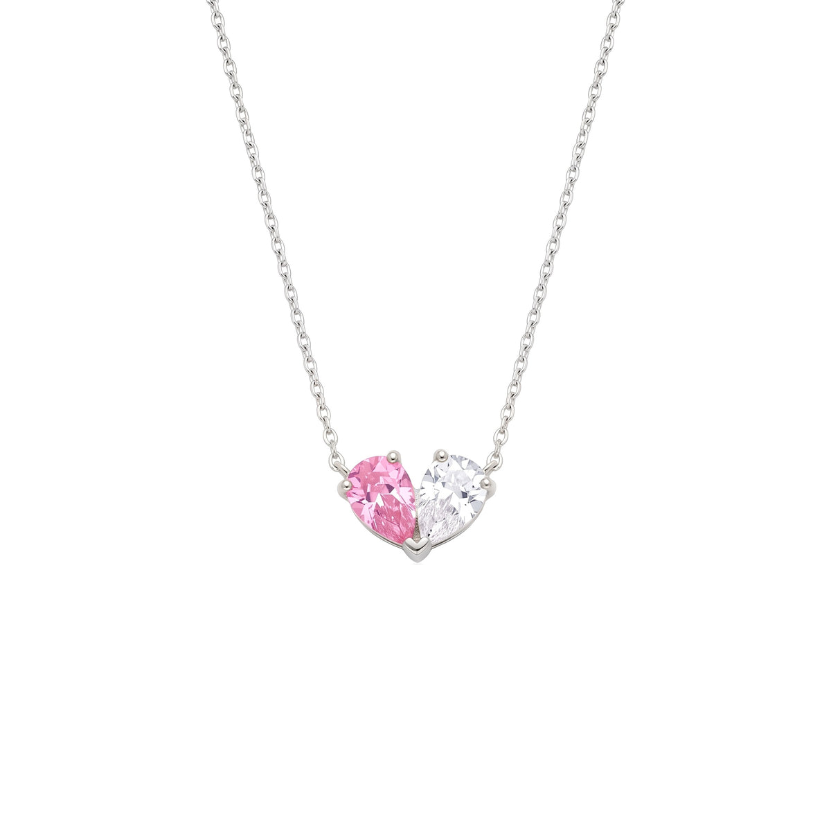 Collier Liora argenté deux pierres de naissance sur fond blanc