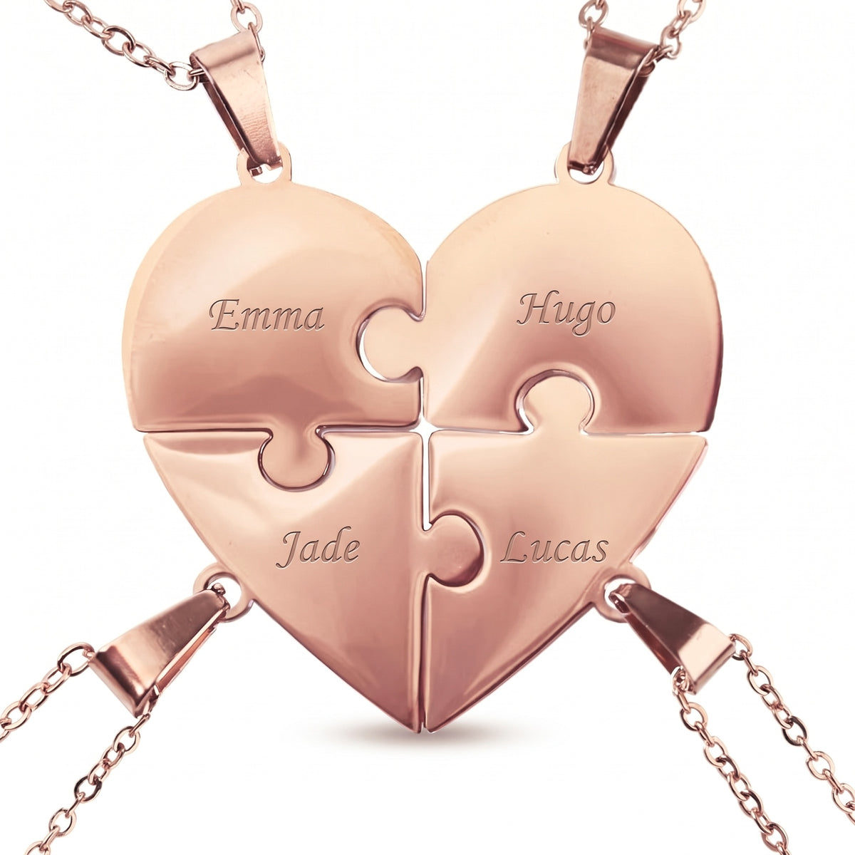 Collier puzzle famille Nous, finition or rose