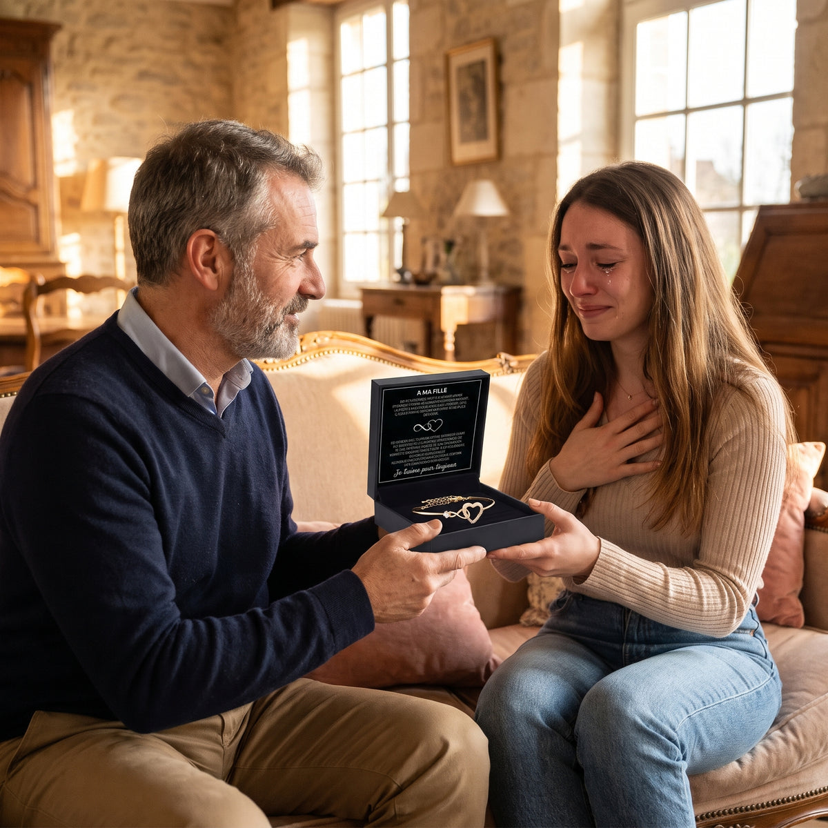 Un papa offre le coffret à sa fille