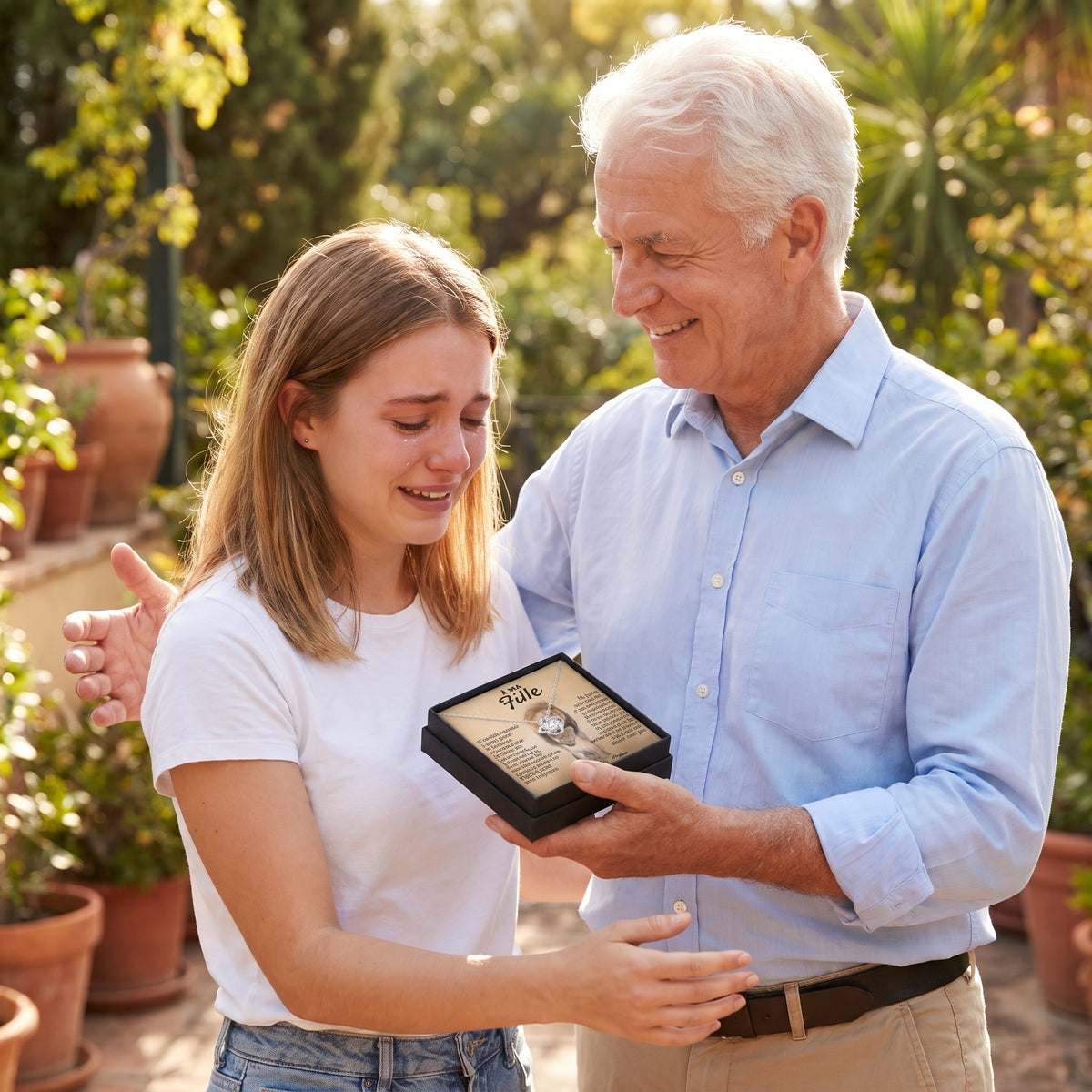 Un papa offre le coffret à sa fille