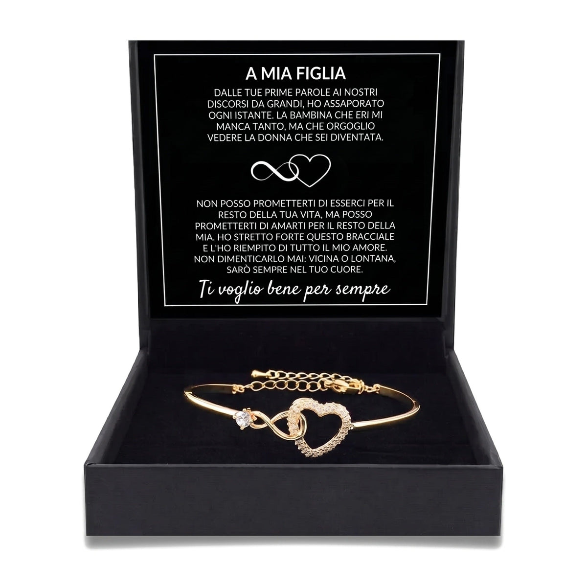 Cofanetto A mia figlia, bracciale cuore infinito oro #src_72128299204945 #Langue_it