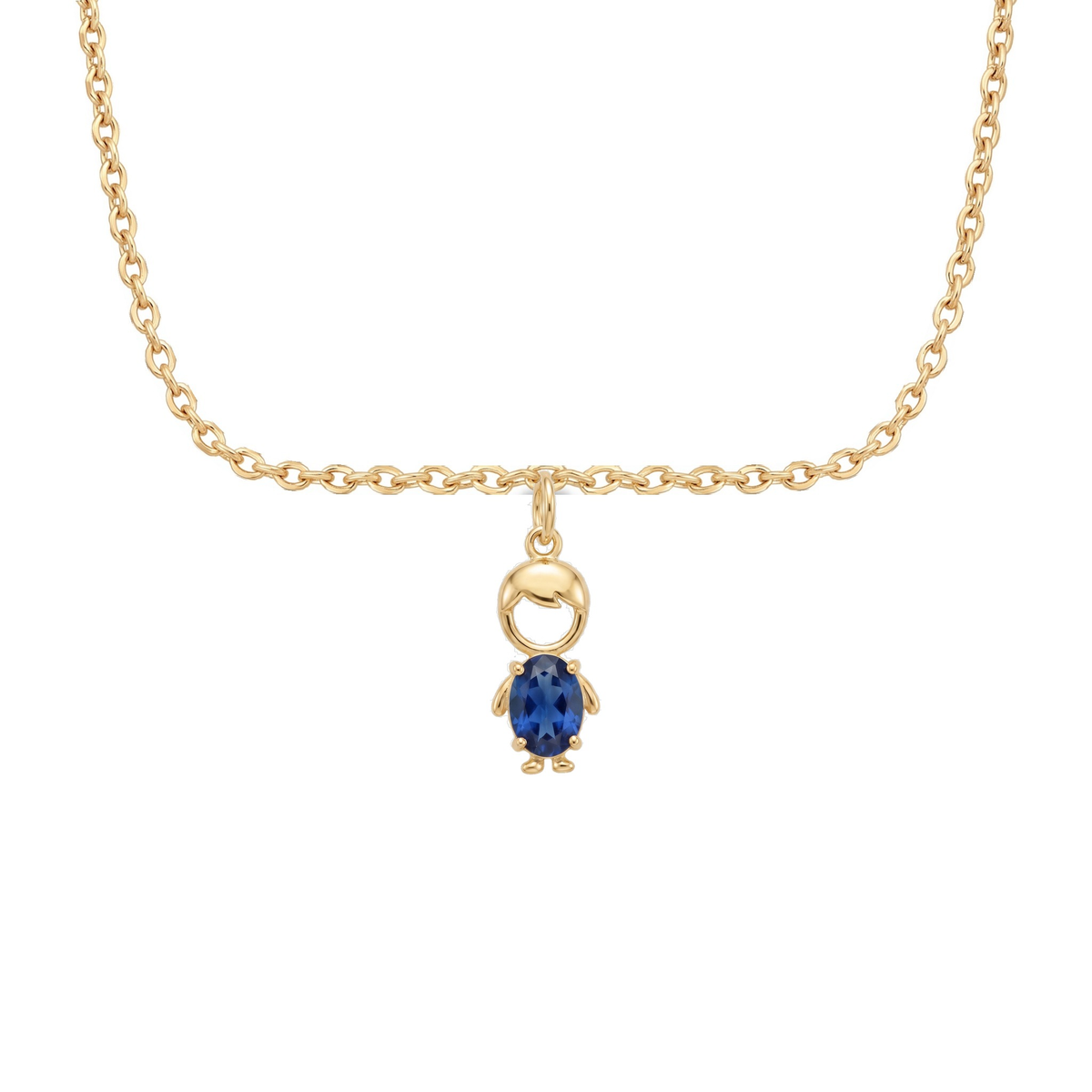 Collier Maman avec 1 pendentif garçon, finition dorée