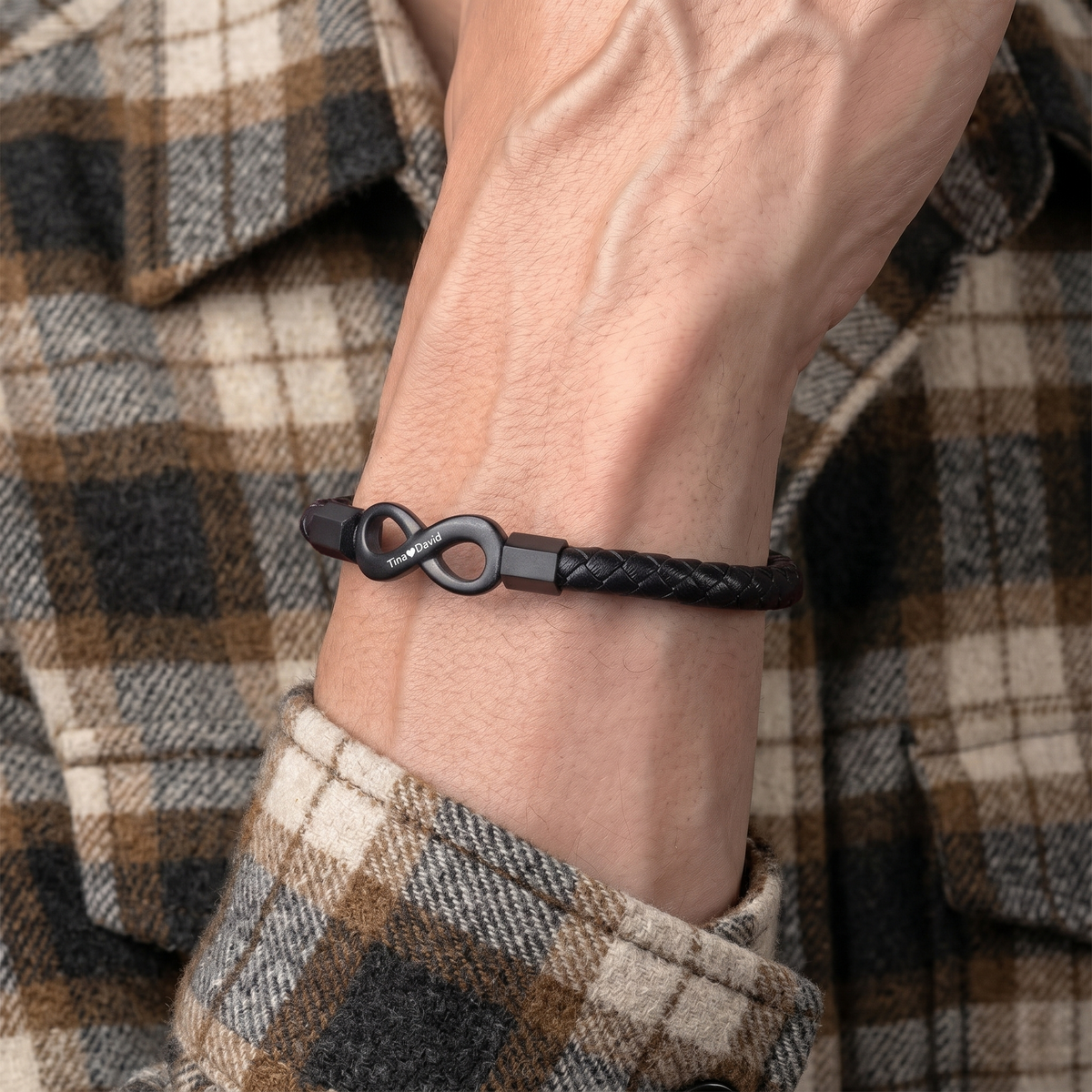 À mon homme – Bracelet Cuir Infini Gravé