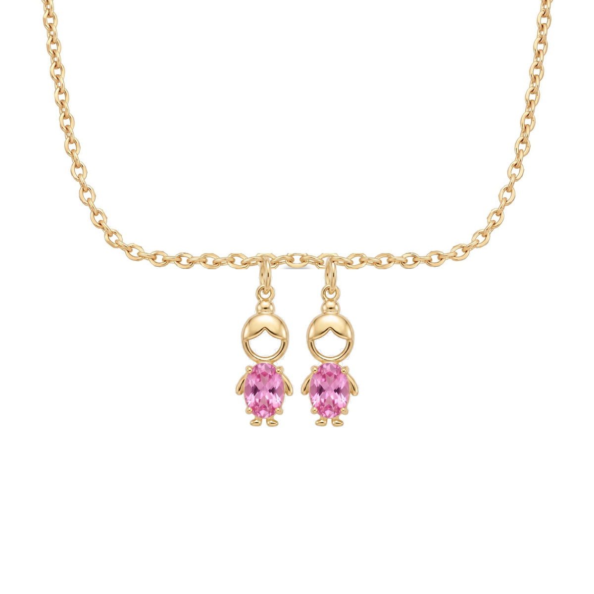 Collier Maman avec 2 pendentifs fille, finition dorée
