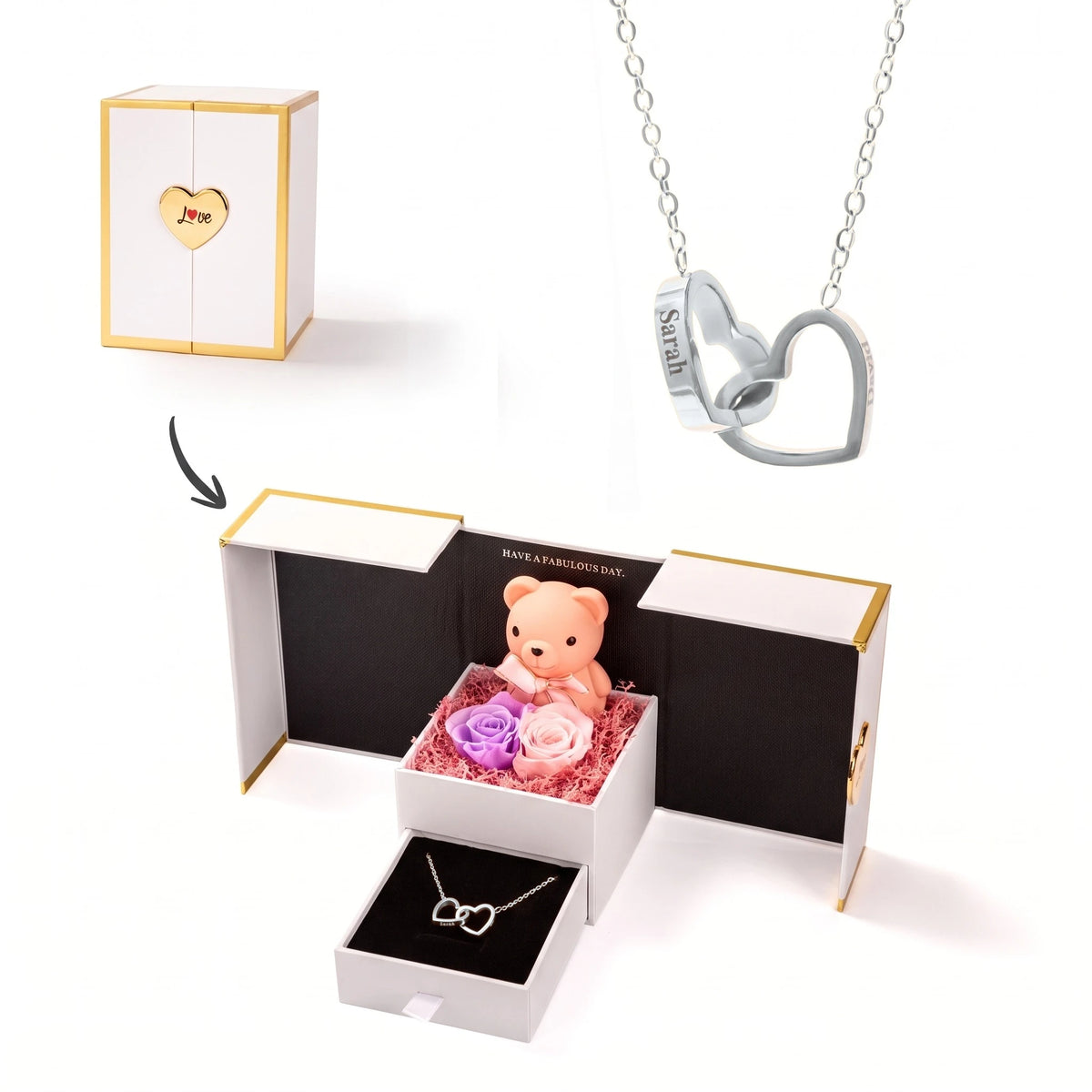 Little Eternal Teddy Bear & Personalized Necklace