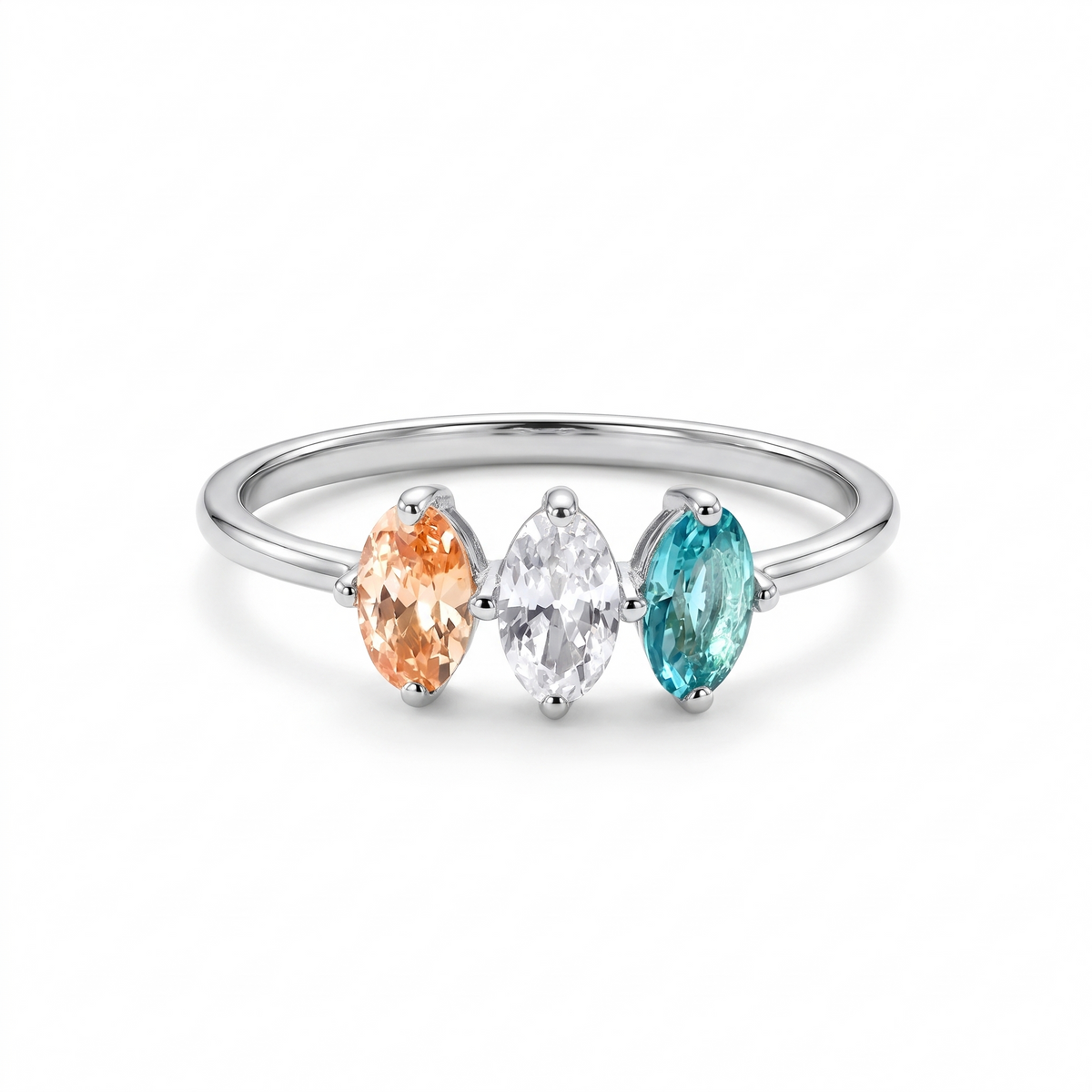Bague ALMA pierres de naissance, argent
