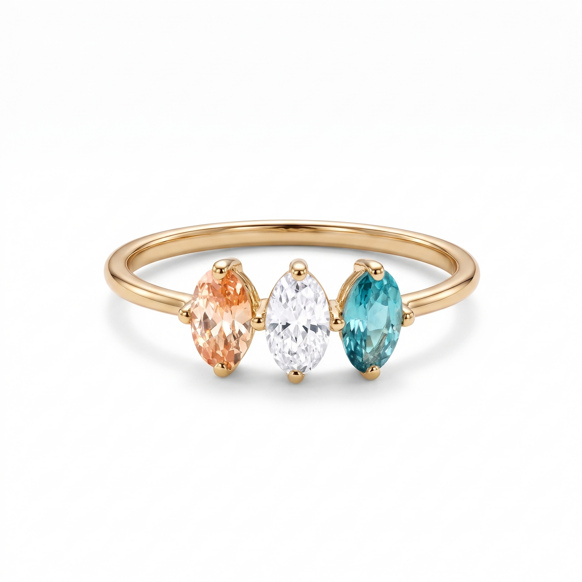 Bague ALMA pierres de naissance, or