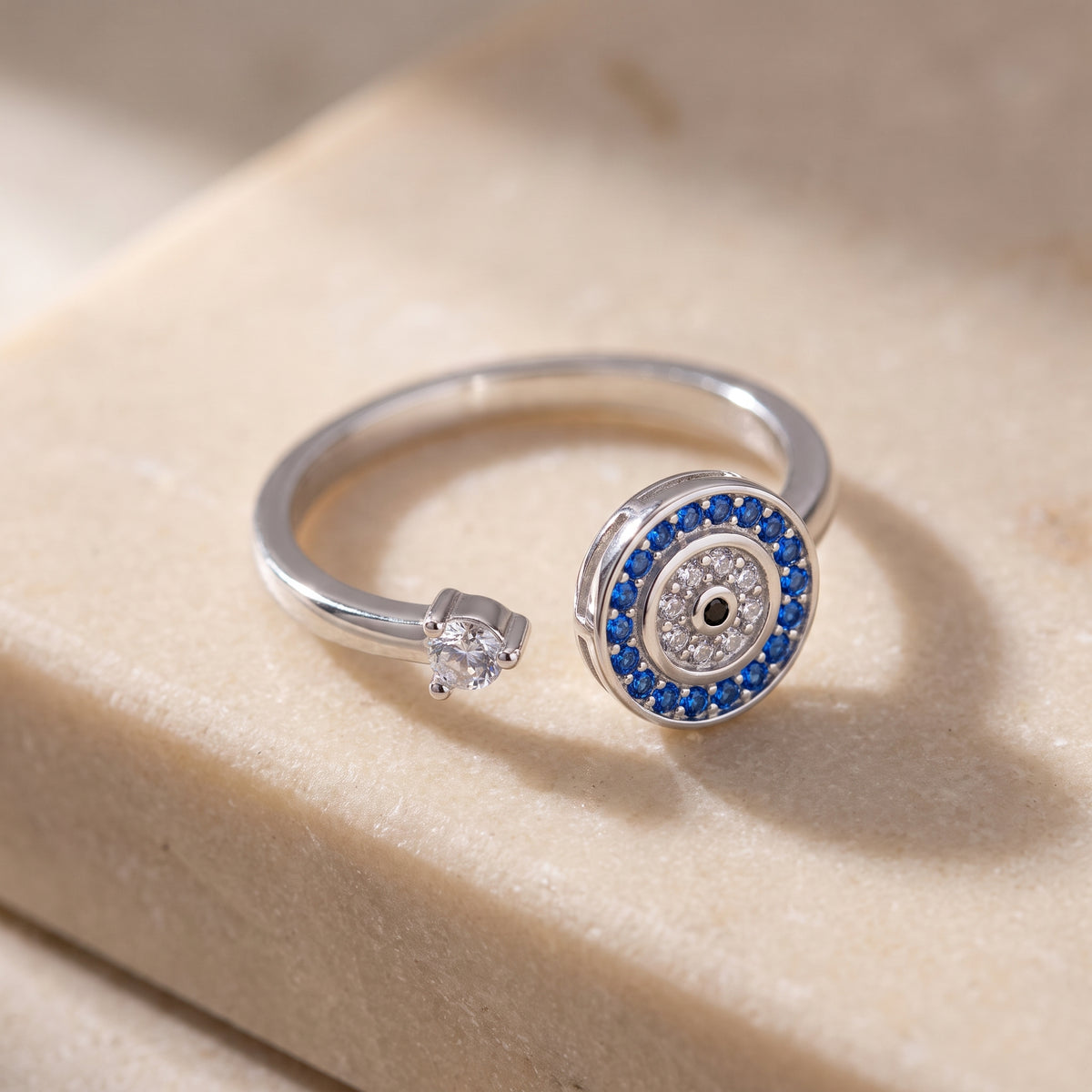Bague Œil Porte-Bonheur ajustable, anneau ouvert