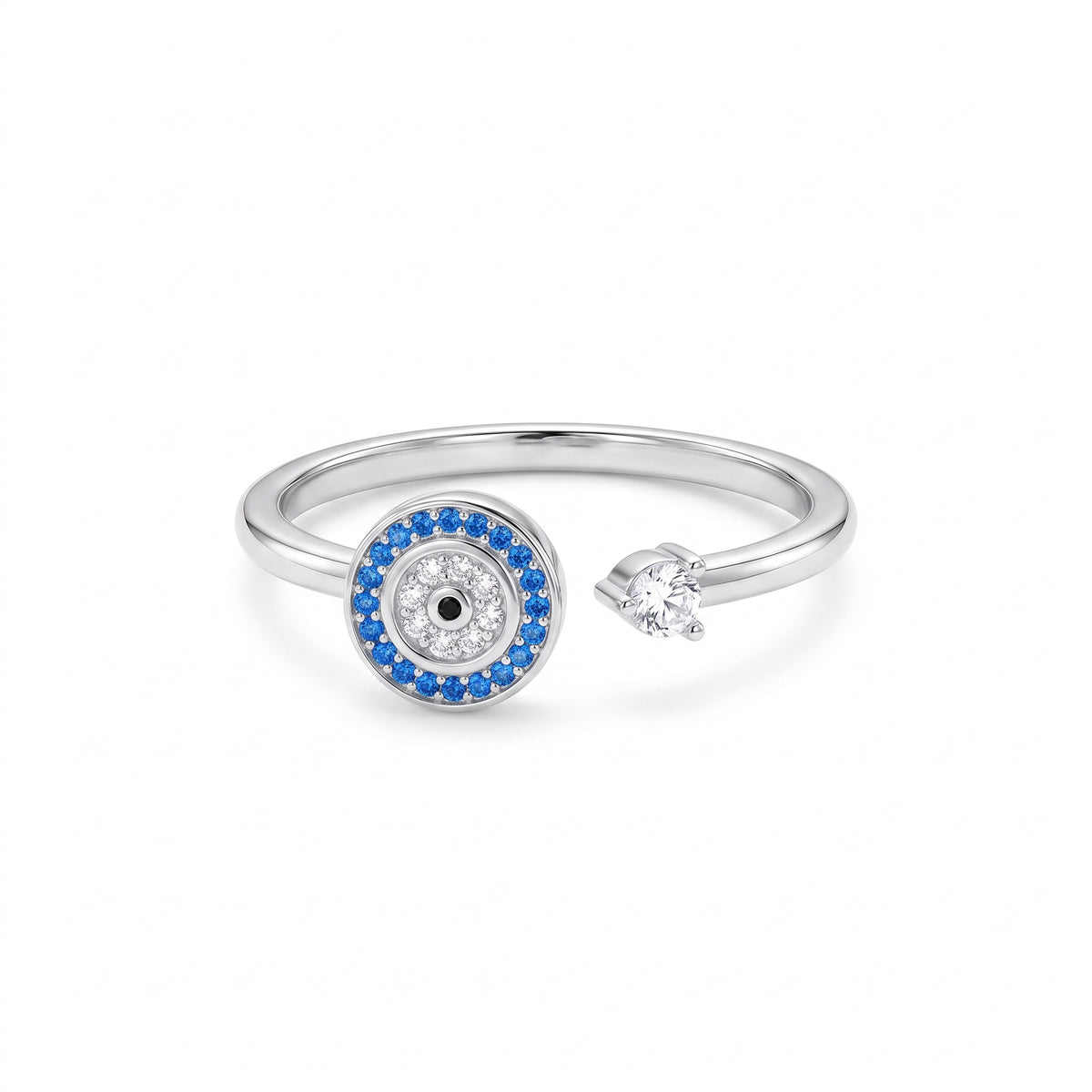 Bague Œil Porte-Bonheur ajustable sur fond blanc