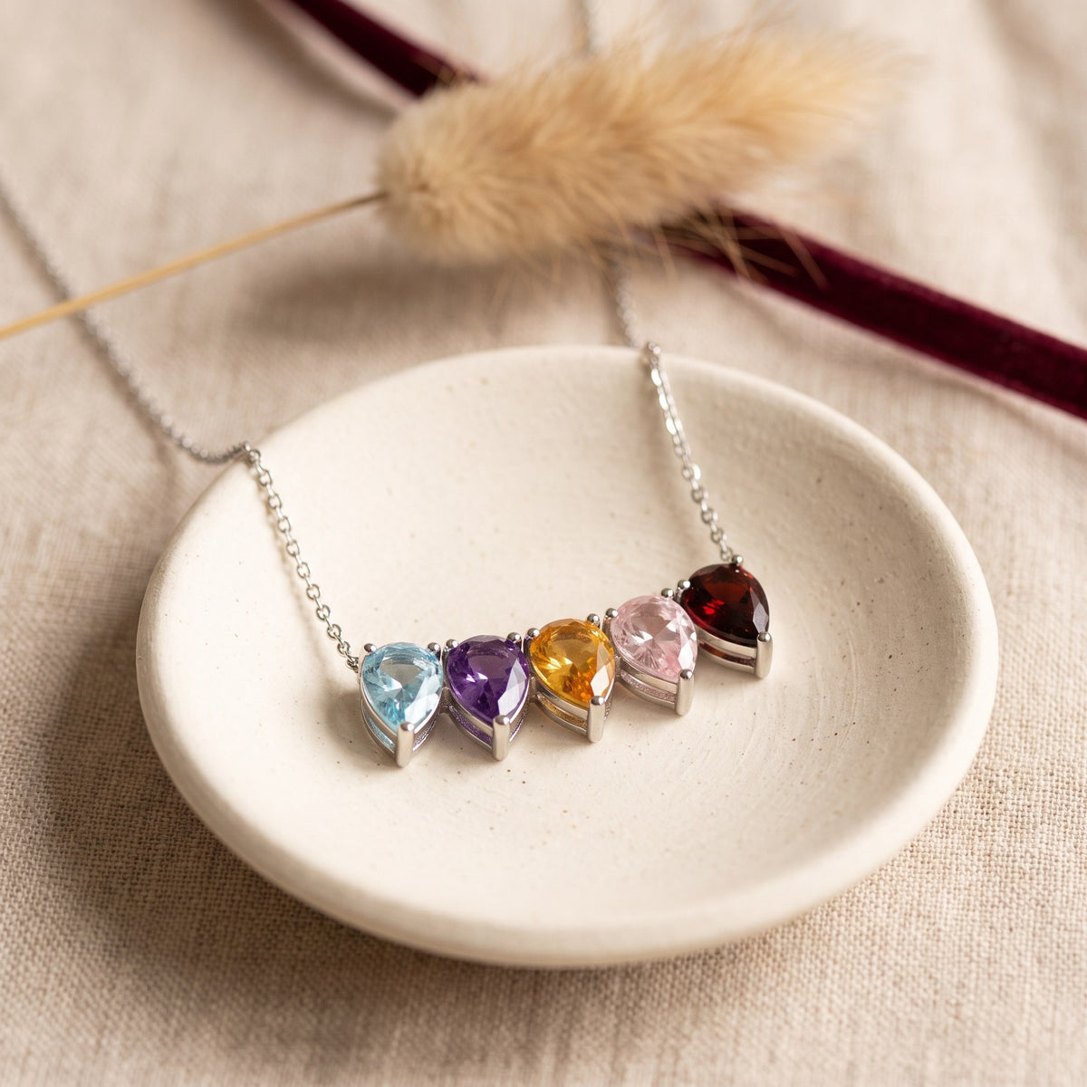 Collier ROSALIE argenté pierres de naissance